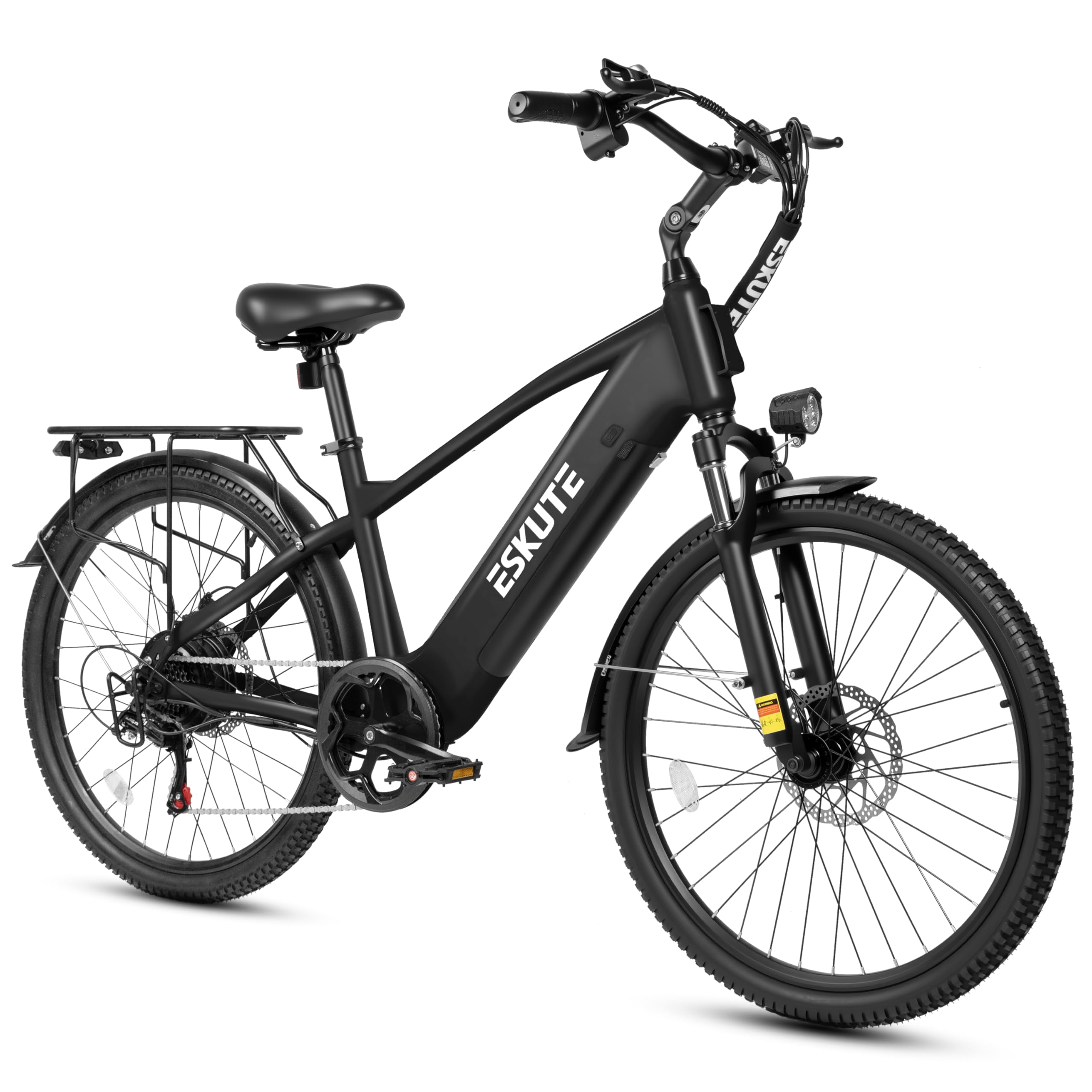 ESKUTE 70Miles 840 WH Removable Battery e-Bike, Electric Bike for Adults-1300w Peak Ebike, 28MPH Step Over Electric Bicycle, 7-Speed 26'' tire, Adjustable Stem,