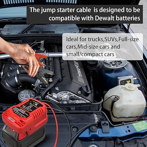 Miniatura 8 de Adaptador de arrancadores de coche para batería Milwauke M-18 de 18 V, calibre 11, cables de refuerzo automotrices resistentes para arrancar