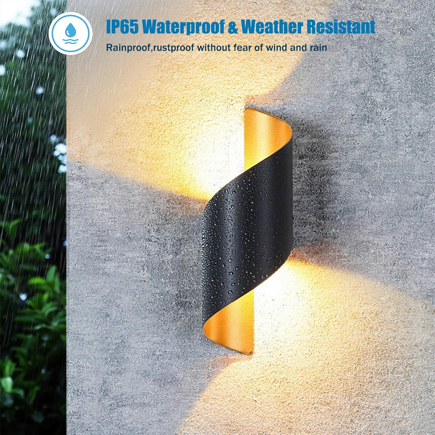 Chrasy LED Wall Lights 10W Indoor Outdoor Lamp 3000K Warm White Aluminium LED Sconce IP65 Waterproof Up and Down Wall Wash Lights for Living Room, Bedroom, Hallway, Porch, Garden, Patio