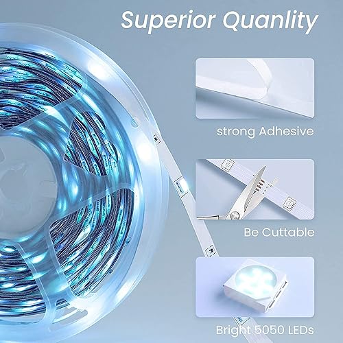 Miniatura 7 de Gupup - Luces LED WiFi de 50 pies, tira de luces LED controladas por aplicación inteligente, funciona con dispositivos Alexa y Google Assistant,