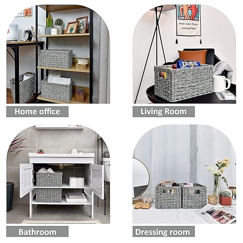 Miniatura 7 de GRANNY SAYS Paquete de 1 cesta de basura de mimbre y 2 cestas de mimbre para estantes