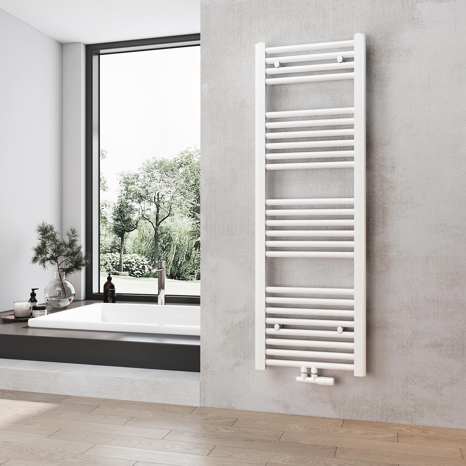 Heilmetz Badheizkörper Weiß Handtuchtrockner Heizung 1200 x 400 mm Bad Heizkörper Handtuchheizkörper Mittelanschluss Handtuchwärmer