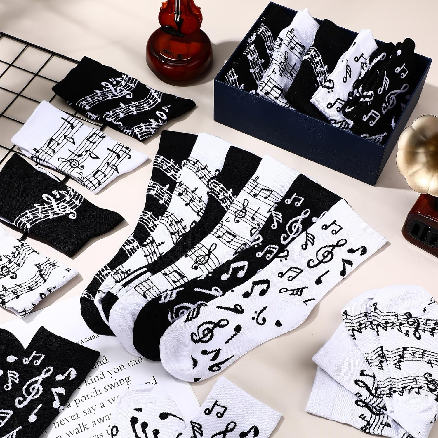 48 Pairs Music Socks for Men Bulk Novelty Funny Music Lover Note Socks Gift for Christmas Birthday Party Favor - Image 5