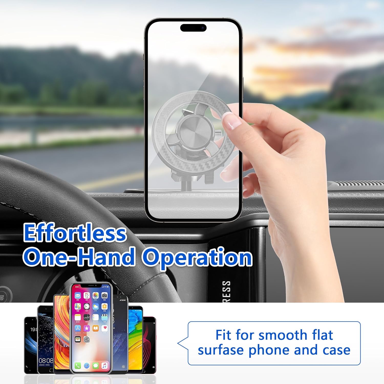 sukemichi Phone Mount for 2024 2025 2026 Jeep Wrangler, Dashboard Phone Holder Dash Mount for New Jeep Wrangler JL JLU 4XE Jeep Gladiator JT Accessories, Magsafe Phone Mount Fit 12.3" Screen
