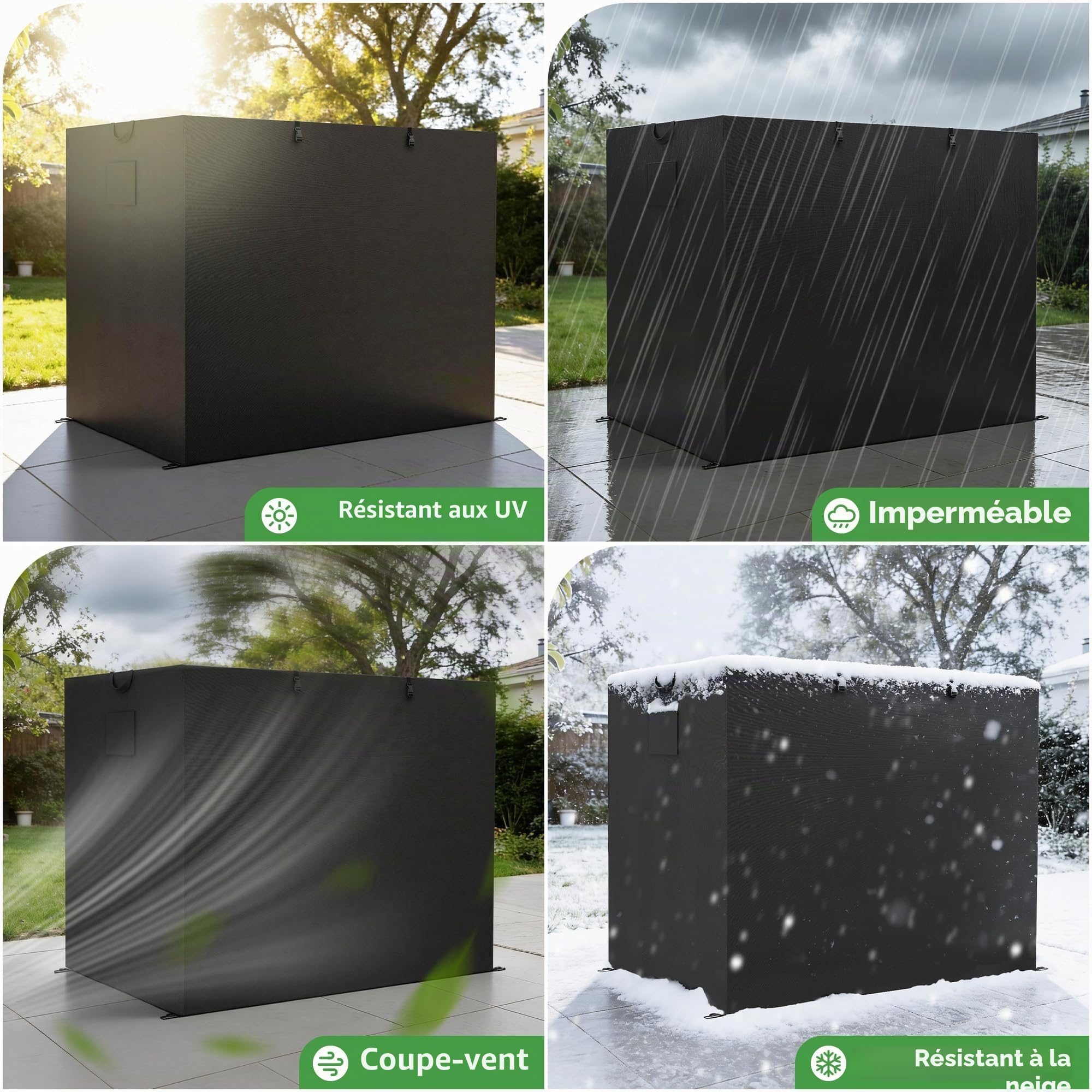 M MCombo Housse pour balancelle Hollywood 2-3 Places, imperméable et résistante aux UV pour balancelle Jardin 8003 8007, Housse de Protection déchirante 180x125x150 cm 4001 (Oxford, Noir)