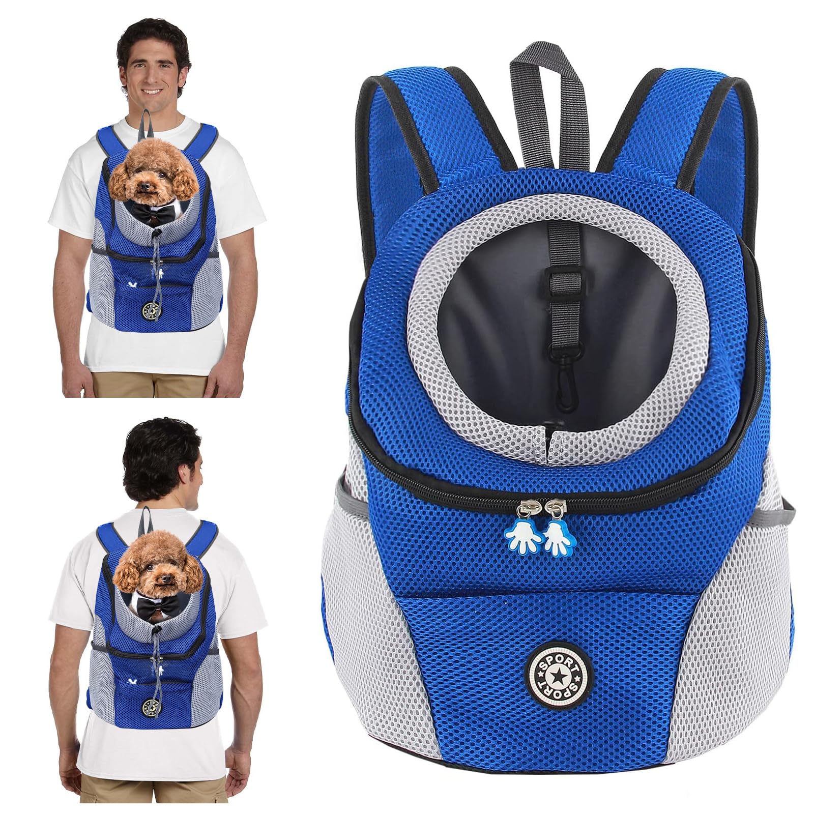 PETCUTE Mochila para Perros y Gatos,Transpirable,Mochila Transportadora para Perros con Correa de Seguridad,Mochila Ajustable para Mascotas con Fondo Impermeable,Correa Acolchada para el Hombro