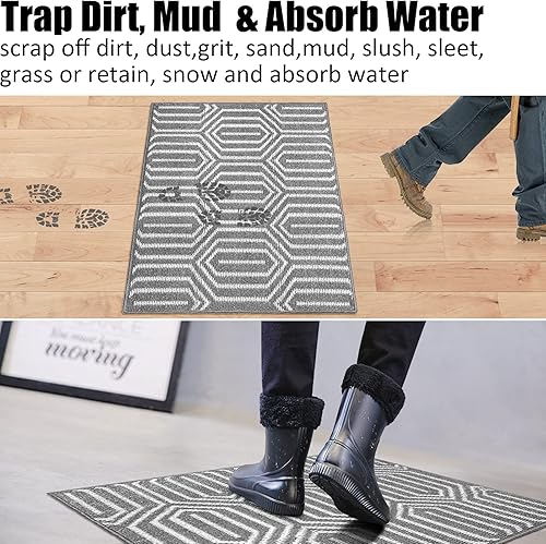 Vista 100 de Tapete para interiores de 32 x 48 pulgadas, tapete absorbente para puerta delantera y trasera, parte trasera de goma, antideslizante, atrapador