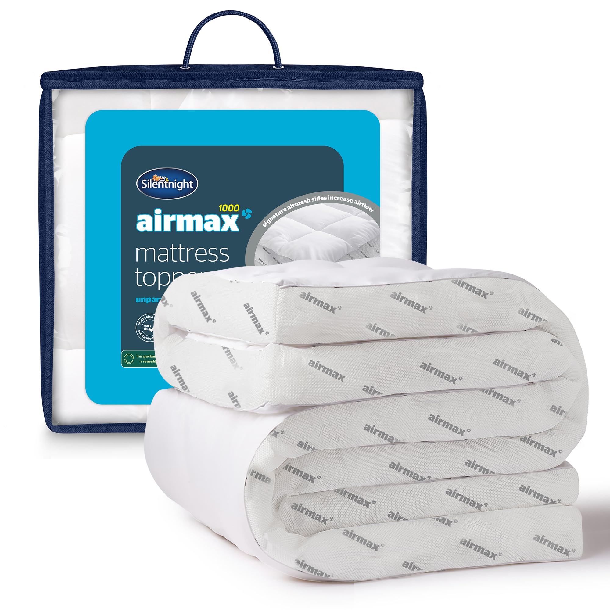 Silentnight Airmax 1000 Mattress Topper  Single - 3′ x 6′3″ (90cm x 190cm)