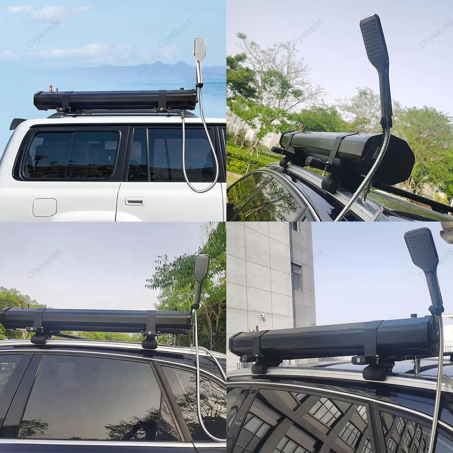 Pressurized Water Tank, High Pressure Road Shower Tank, Roof Mounted Camping Truck Solar Shower with Shower Head for SUV RV Off-Road Vehicle,30L/7.93gal