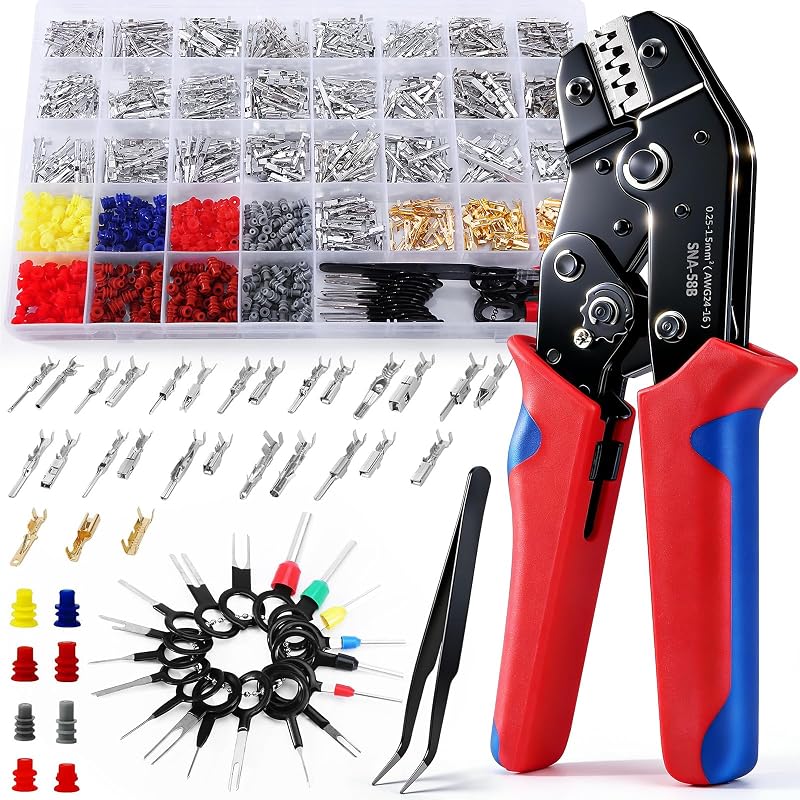 Kit de conectores elétricos automotivos ARASTTA com terminais macho e fêmea e alicate de crimpagem – 969 peças