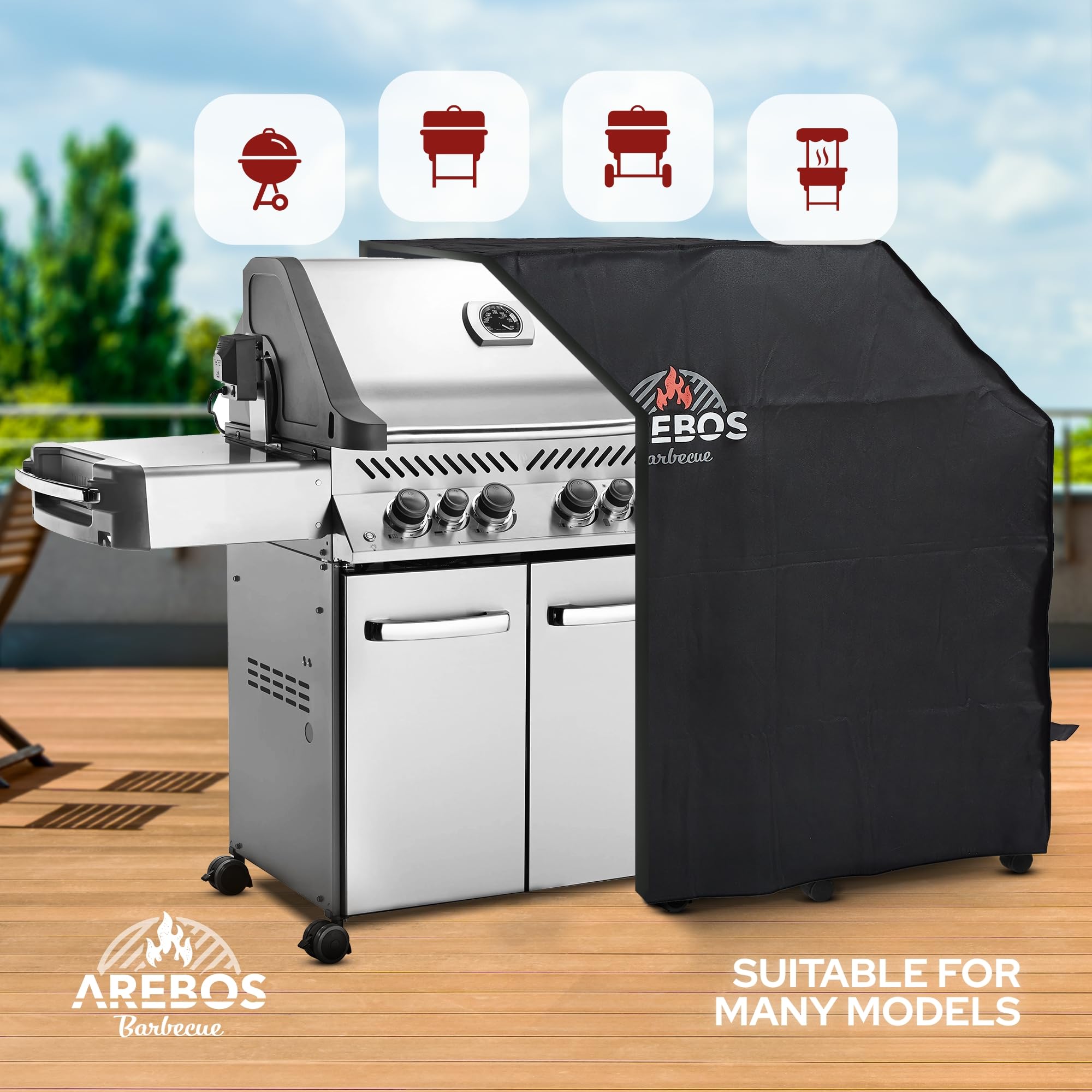 Arebos Copertura per barbecue, copertura per barbecue a gas, impermeabile