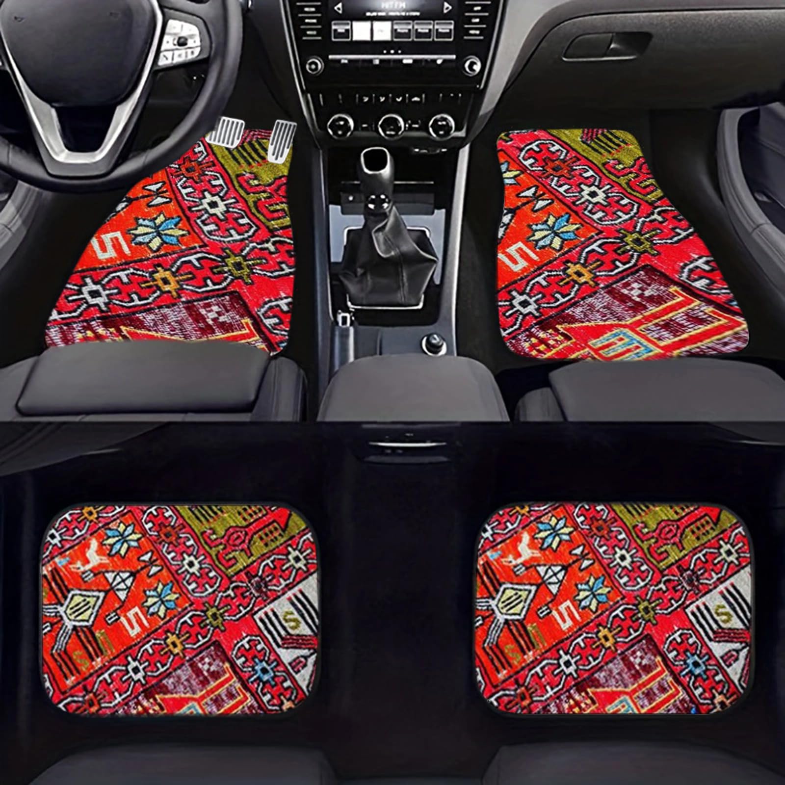 EOHMAK Car Floor Mats Non-Slip Automotive Floor Mats All-Weather Front Rear Car Floor Foot Mat Sets of 4 Pieces Foot Mats Rugs Carpet for Car Trucks