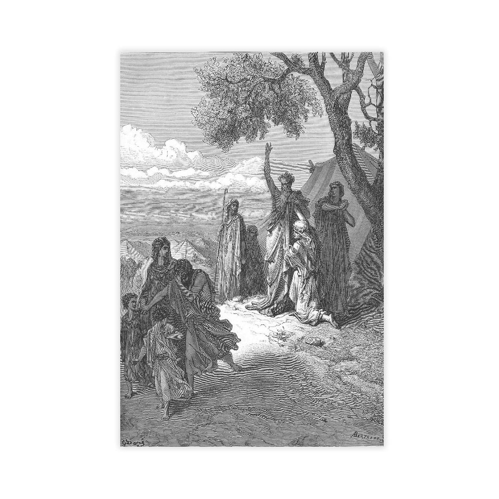 DFJyjFGJJ Noah Curses Canaan by Gustave Dore Vintage Poster Romanticism Realism Black And White Art Wall Decoration Poster Family Bar Restaurant Garage Cafe Art Sign Gift 20" L X 30" W