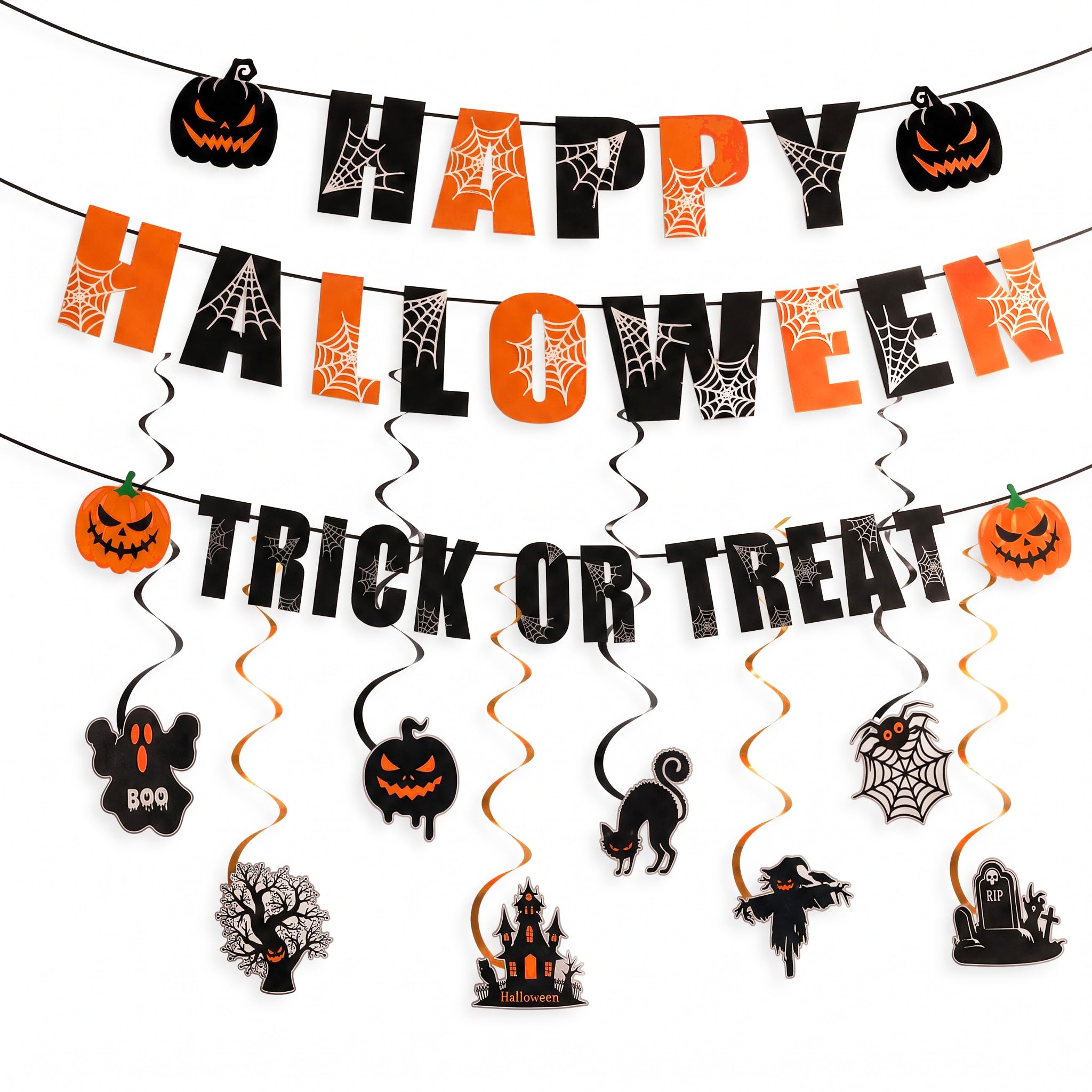 Seutgjie Happy Halloween Garland Banner Trick or Treat Party Decor Supplies