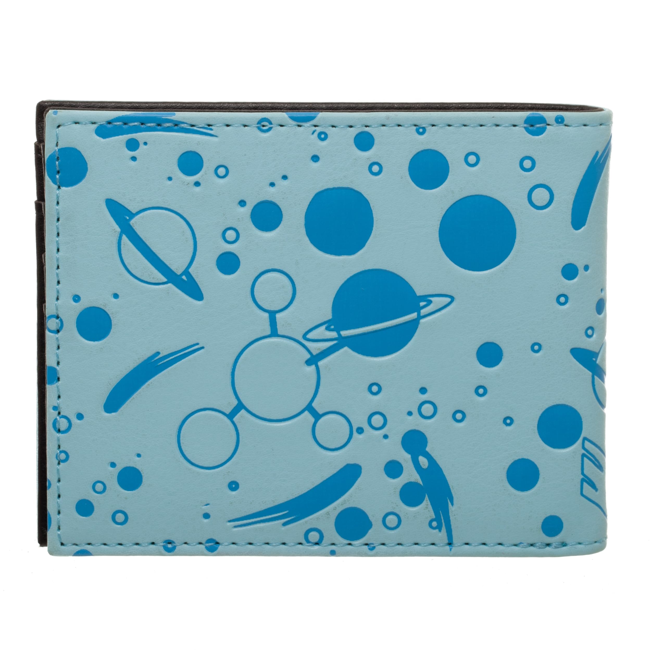 Rick And Morty Blips And Chitz Arcade Bi-Fold Wallet - Light Blue Faux Leather With Embossed Logo
