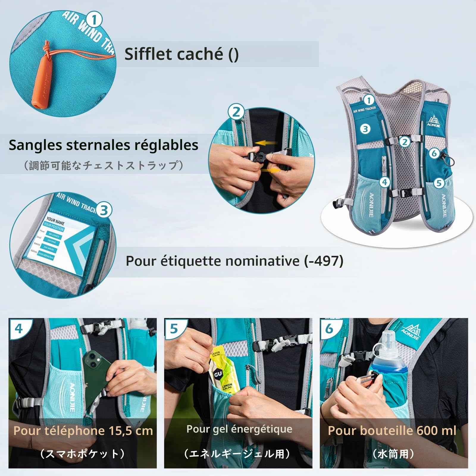 TRIWONDER Sac à Dos Hydratation Running 5L Gilet de Course à Pied pour Homme Femme Marathoner Trail Randonnée Cyclisme
