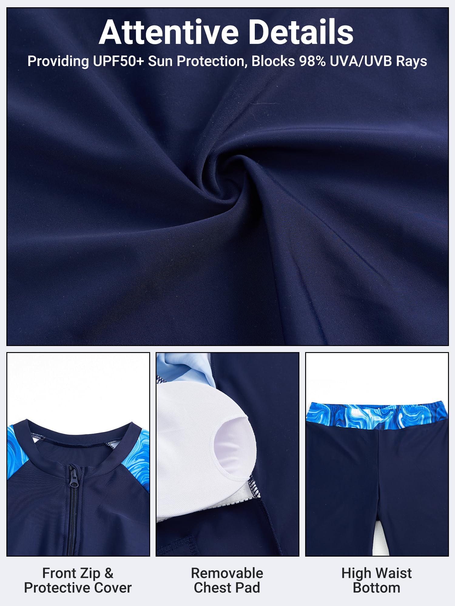 Owntop Damen Übergröße Rash Guard | 2-Teilige UPF 50+ Badeshirt | Langarm Reißverschluss Rashguard-Shirts & Hochtaillierte Boyshorts | Schnelltrocknend Badebekleidung Badeanzüge | Schwimmen Surfen