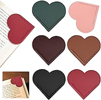 Kdafio 6 Pack Leather Heart Bookmarks for Women - Cute Corner Clips in 6 Colors, Durable Vintage Style for Readers, Teachers & Students