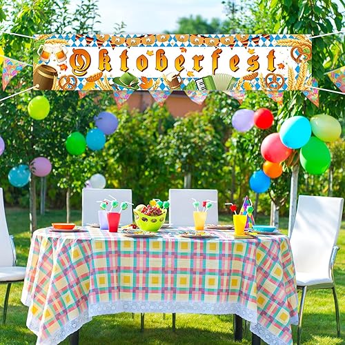 Miniatura 7 de Avezano Pancarta grande para decoración de Oktoberfest, decoración de festival de octubre, telón de fondo de Oktoberfest bávaro para fiesta,