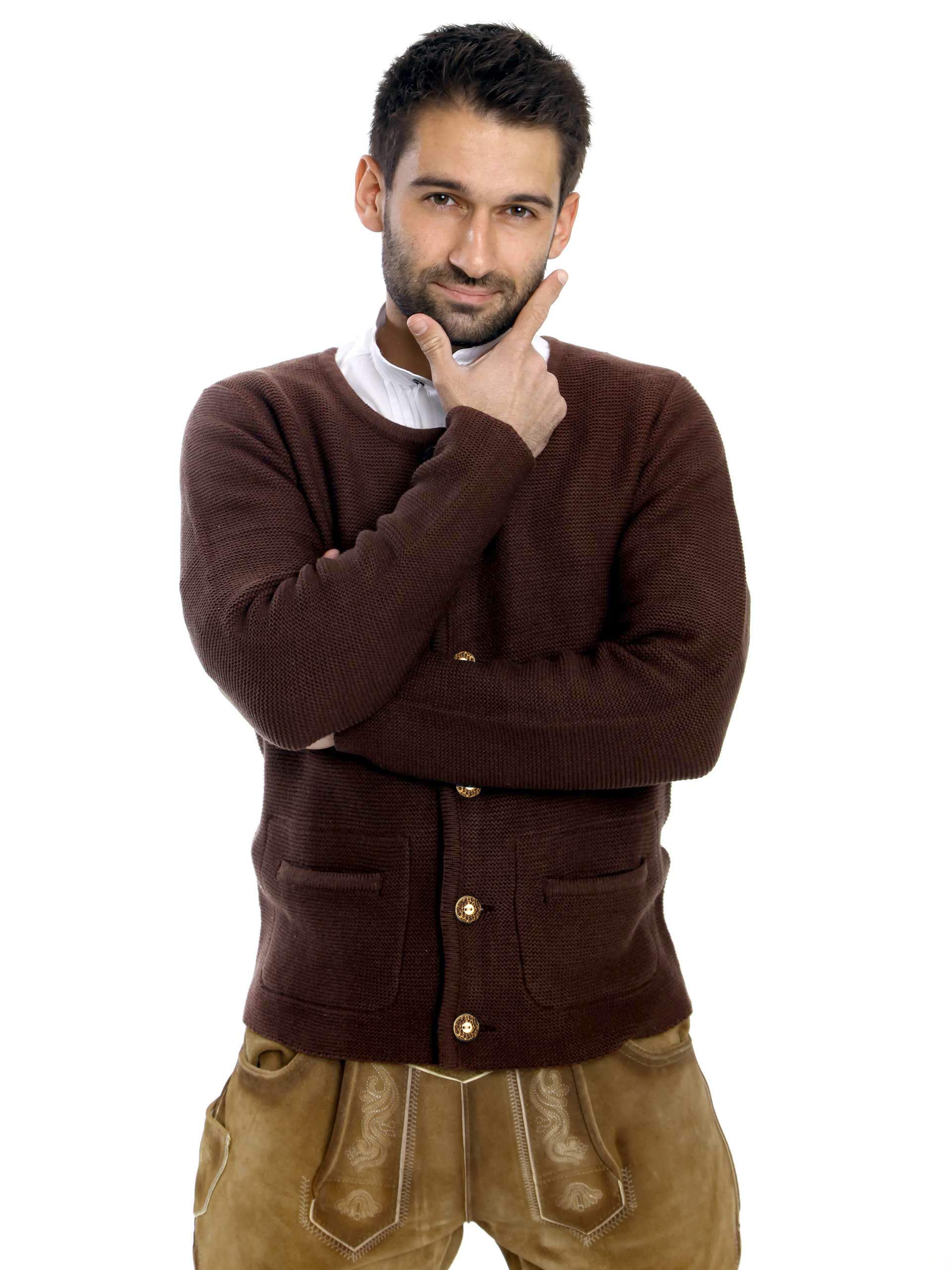 Almbock Strickjacke Herren - Cardigan für Männer in schwarz-anthrazit, braun, grau - Trachten Strickjacke - Größen S, M, L, XL, XXL, XXXL