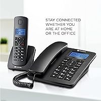 Vista 6 de Motorola Voice C42 Corded Phone System + 1 Digital Cordless Handset w/Answering Machine, Call Block - Black (C4201)