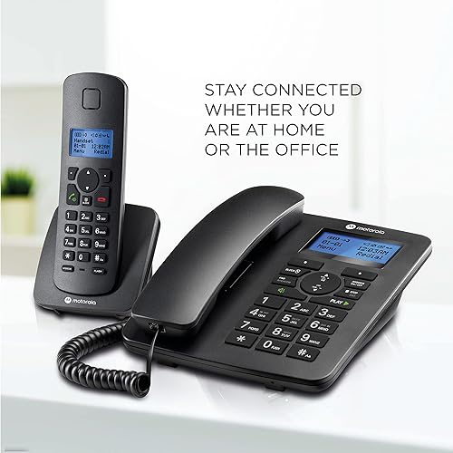 Miniatura 6 de Motorola Sistema telefónico con cable Voice C42  1 auricular inalámbrico digital con contestador bloque de llamadas color negro C4201