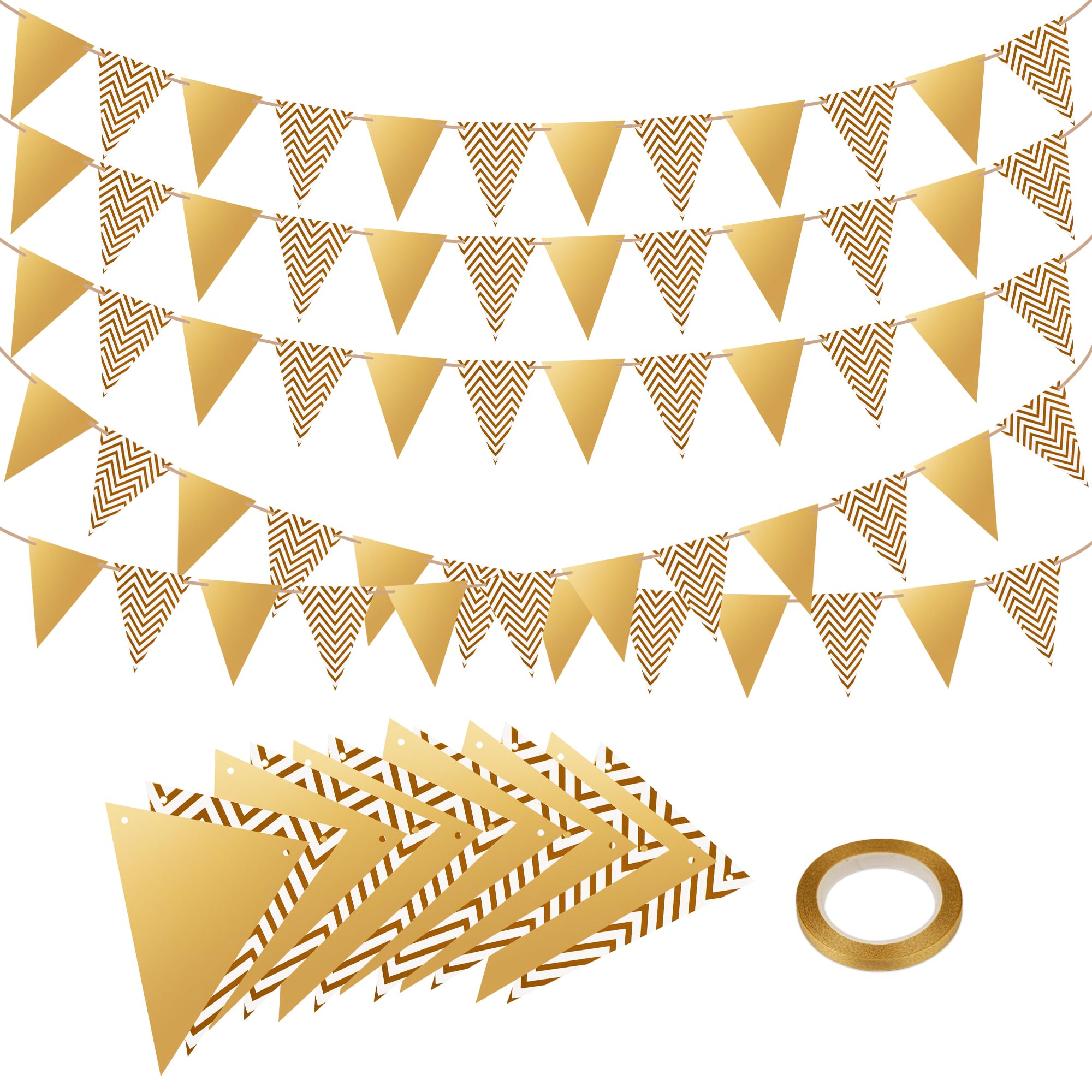 48 Flags Gold Birthday Bunting: LUMYCE Bunting Decorations - Birthday Decorations for Home Garden Wedding Birthday Festival