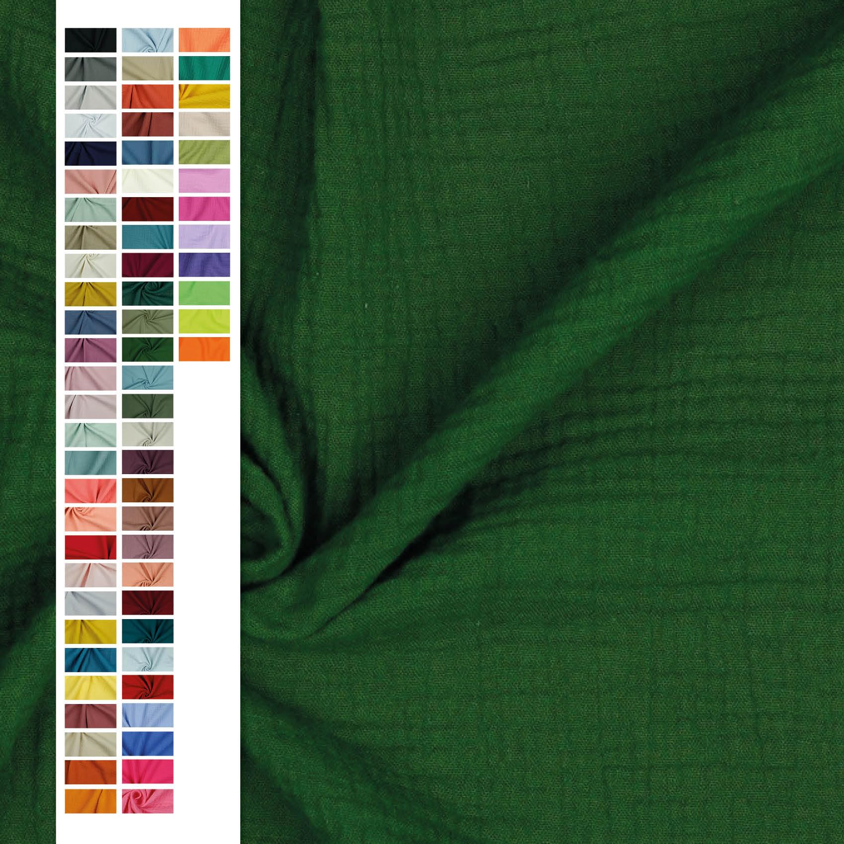 VmG-Store Double Gauze Muslin Fabric Oeko-Tex + GOTS Certified Plain Sold by the Metre Over 40 Colours 100% Cotton (042 I Dark Green - Image 2