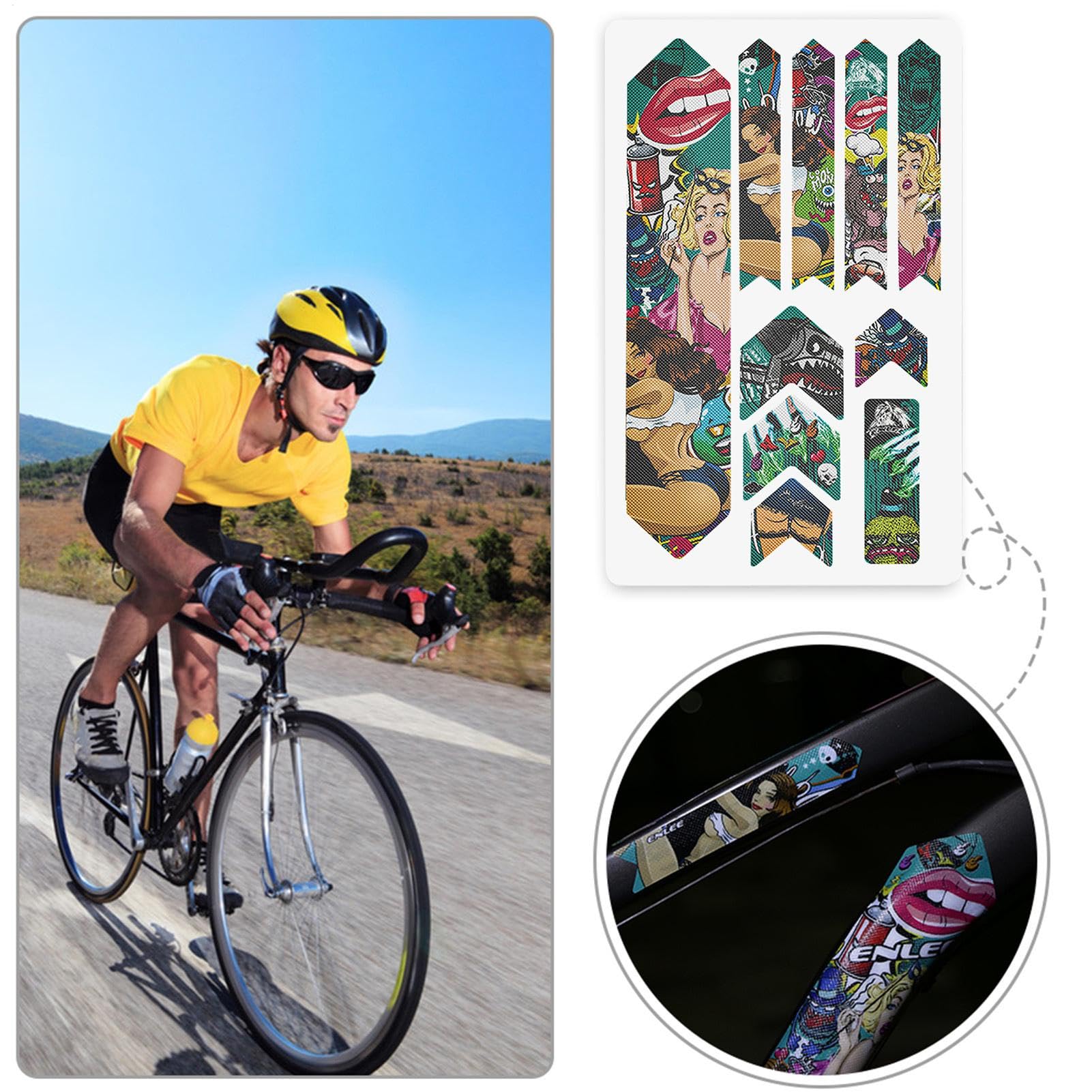 Fahrrad Schutzfolie Muster, Aufkleber Für Fahrradrahmen Reflektor, Fahrrad Schutz Aufkleber Rahmenschutz, Mountainbike Rahmen Schutz Folie, Wasserdichter Aufkleber Schutz Für mt-b Rennrad Roller Sport & Freizeit