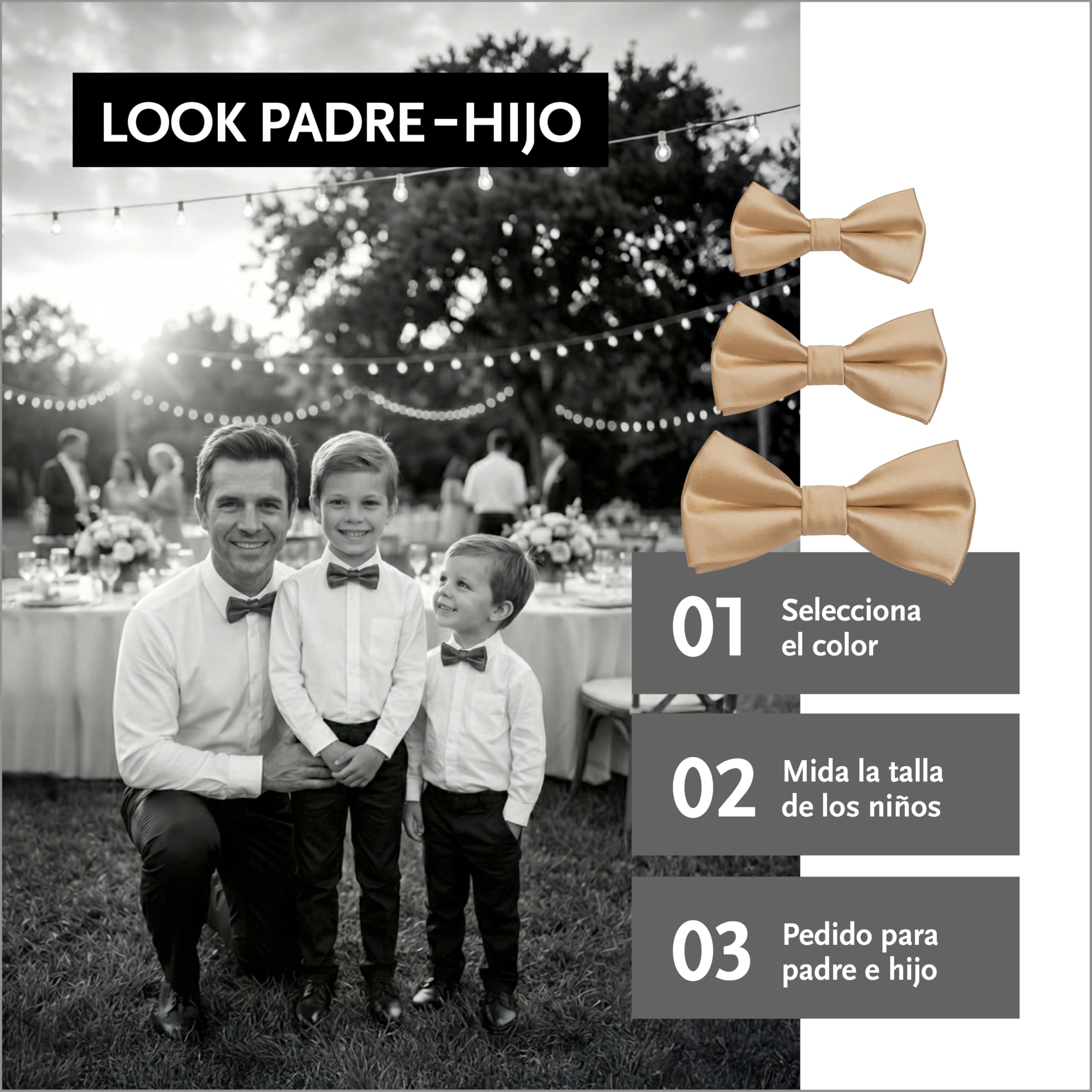 DonDon Pajarita niño bebés y hombre aspecto sedoso brillante, preatada y ajustable en longitud, fabricada en poliéster: accesorio festivo para bodas, comuniones y celebraciones