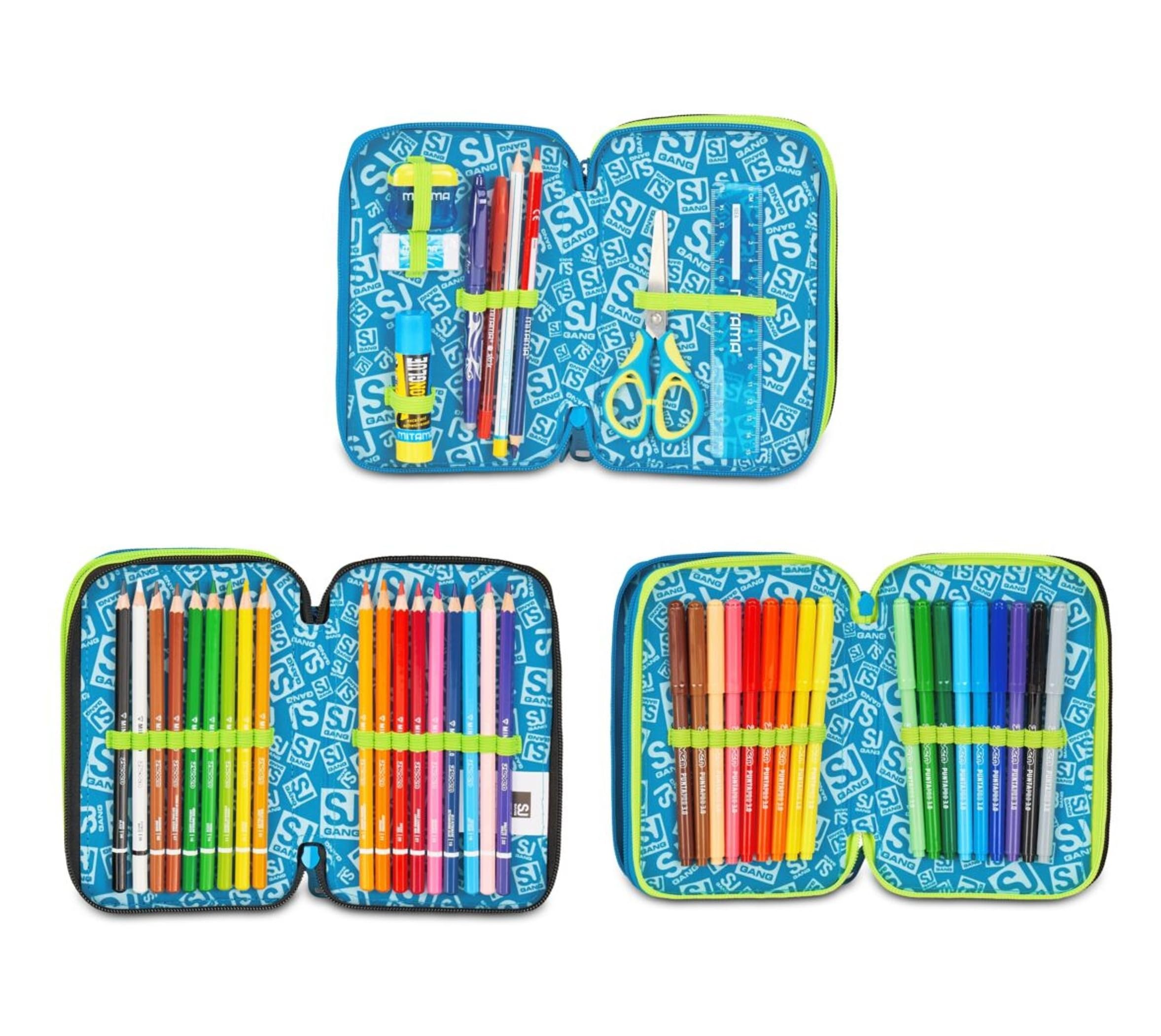 Zaino Scuola Sj boy Led Look Drago estensibile By Seven per elementare Bambina + Astuccio 3 piani completo di cancelleria + Diario 2025/2026 + 7 penne a scatto e portachiave fischietto