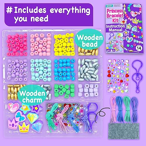 Miniatura 3 de EZCRA Kit de fabricación de pulseras para niños, kit de joyería para niñas de 5 años de edad, cuentas para niños, juego de manualidades de pulseras