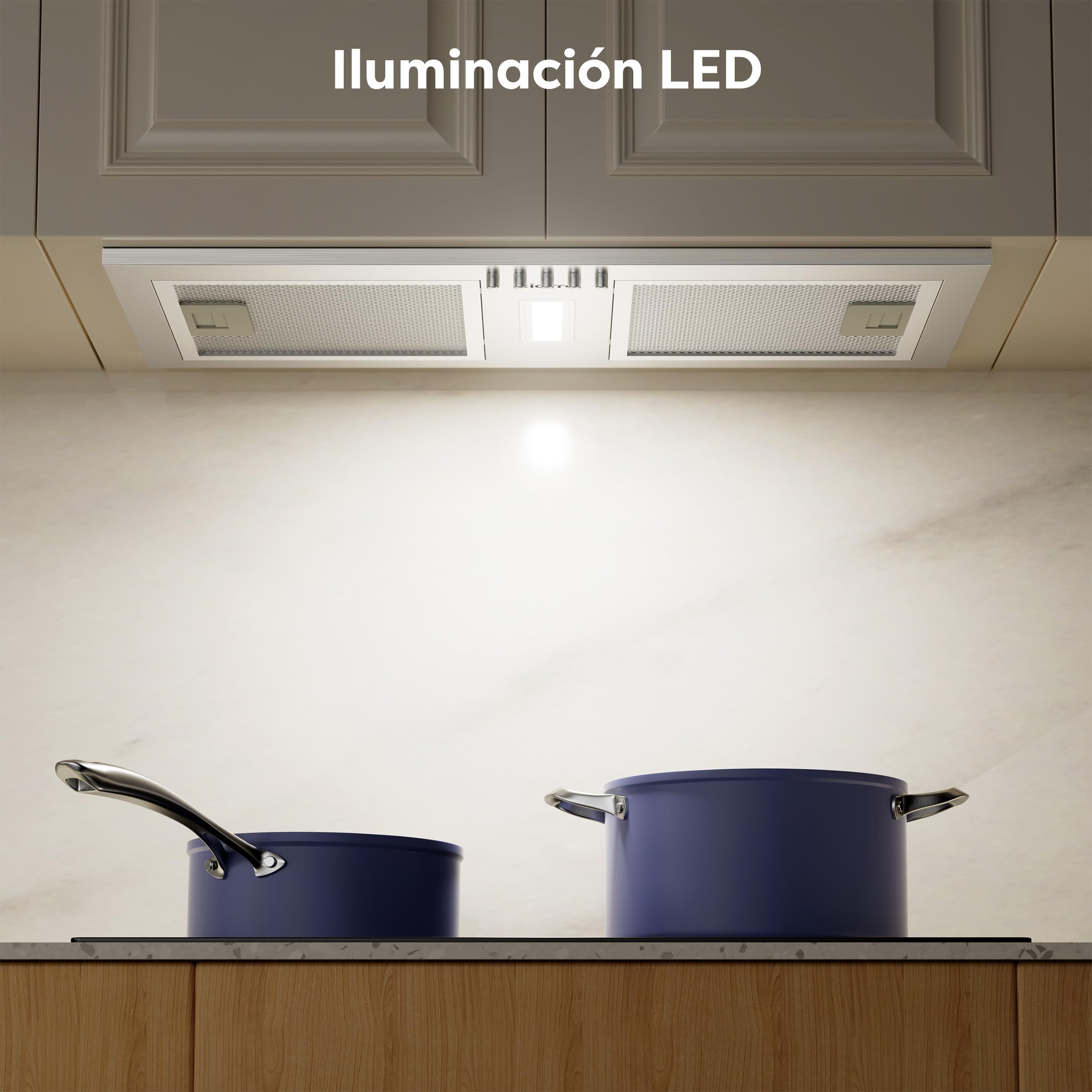 CIARRA Campana Extractora Encastrable 52cm,A++,Filtro Carbón CBCF002X2 | 404 m³/h | Recirculación/Evacuación | 3 Velocidades | Luz LED | Extractor de Cocina Integrado CBCS5937A