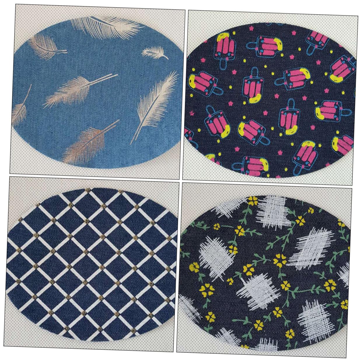 Operitacx 60stücke Diy Denim Applikationen Bedruckte Bügelflicken Für Jeans Und Kleidung Zufällige Farben Zum Dekorieren Und Reparieren Von Kleidung Taschen Und Mehr