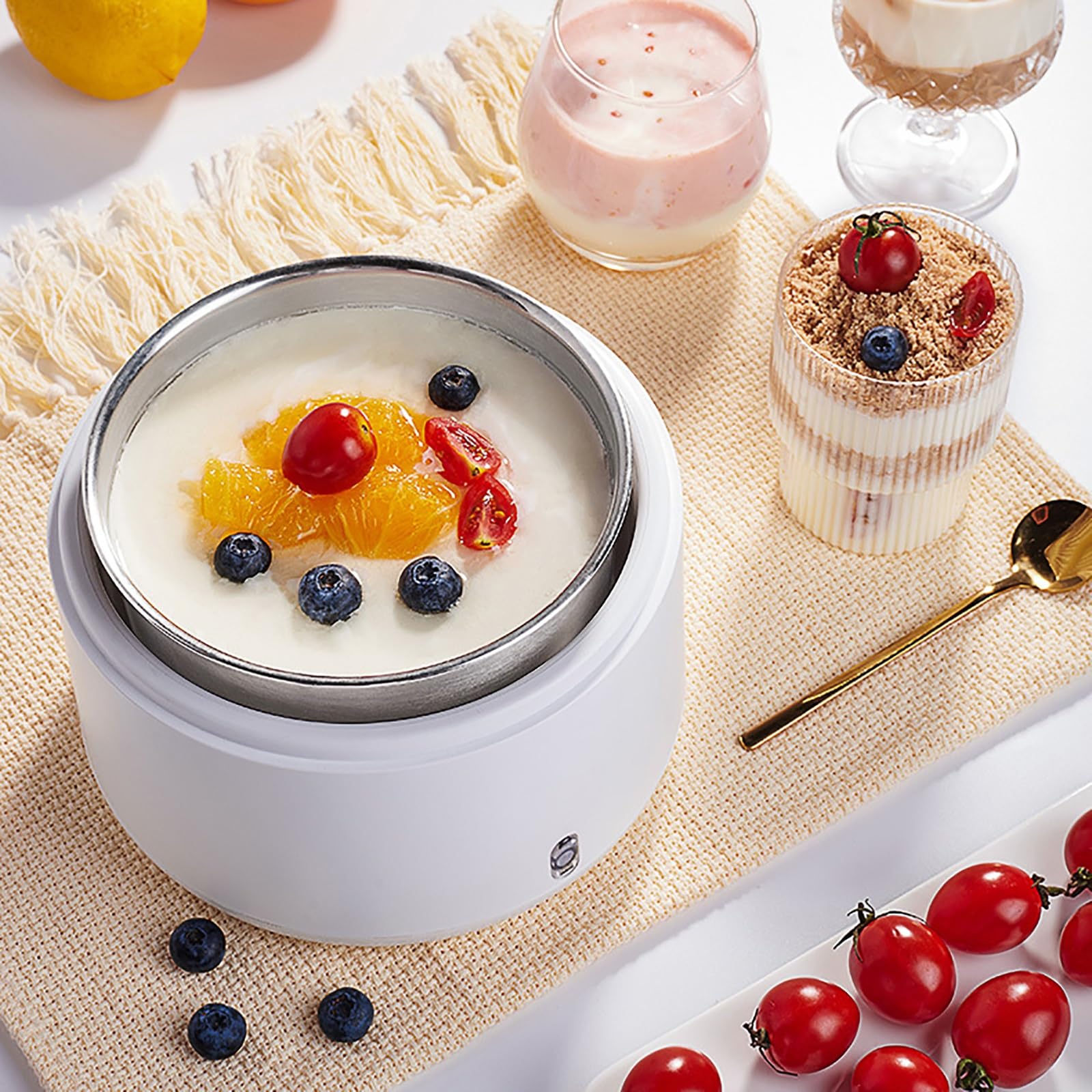 Yogurtiera, Con rivestimento interno in acciaio inossidabile, fermentazione a temperatura costante, adatto sia a uomini che a donne