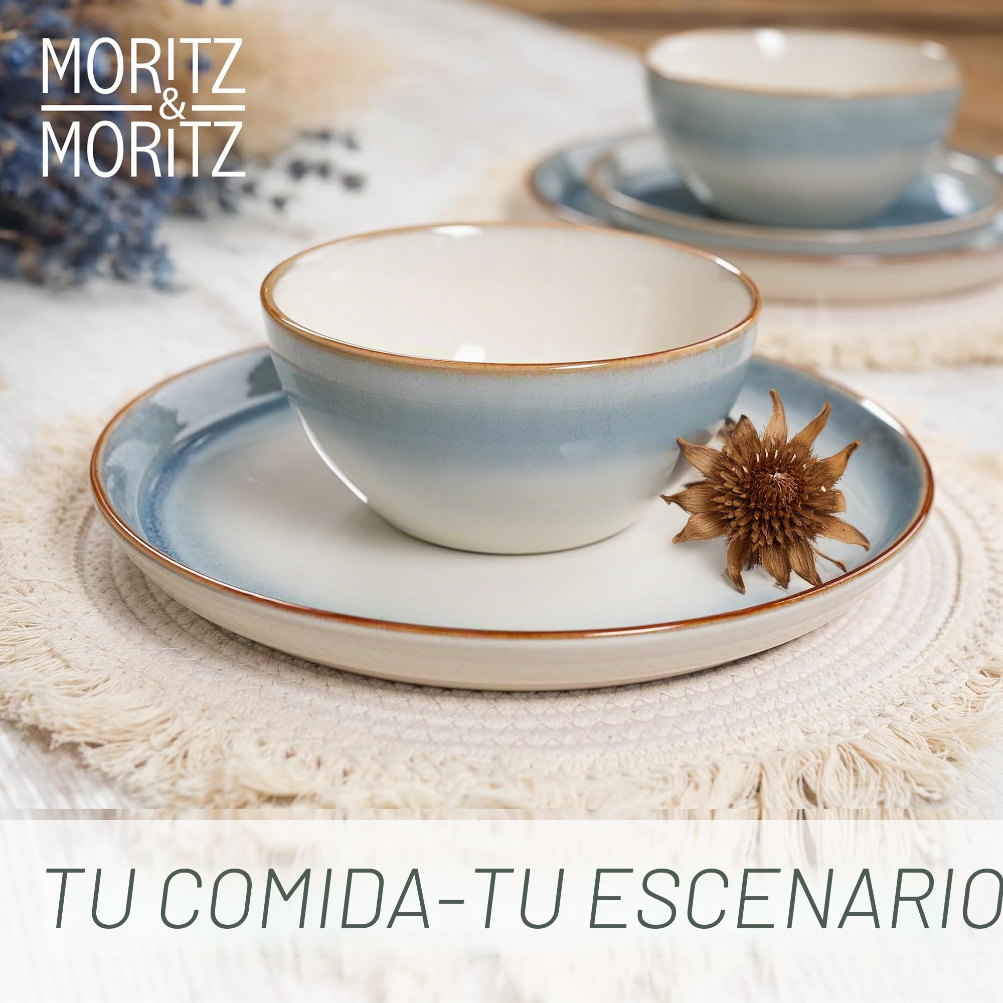 Moritz & Moritz Tarento - Juego de vajilla para 6 personas (24 piezas), color azul