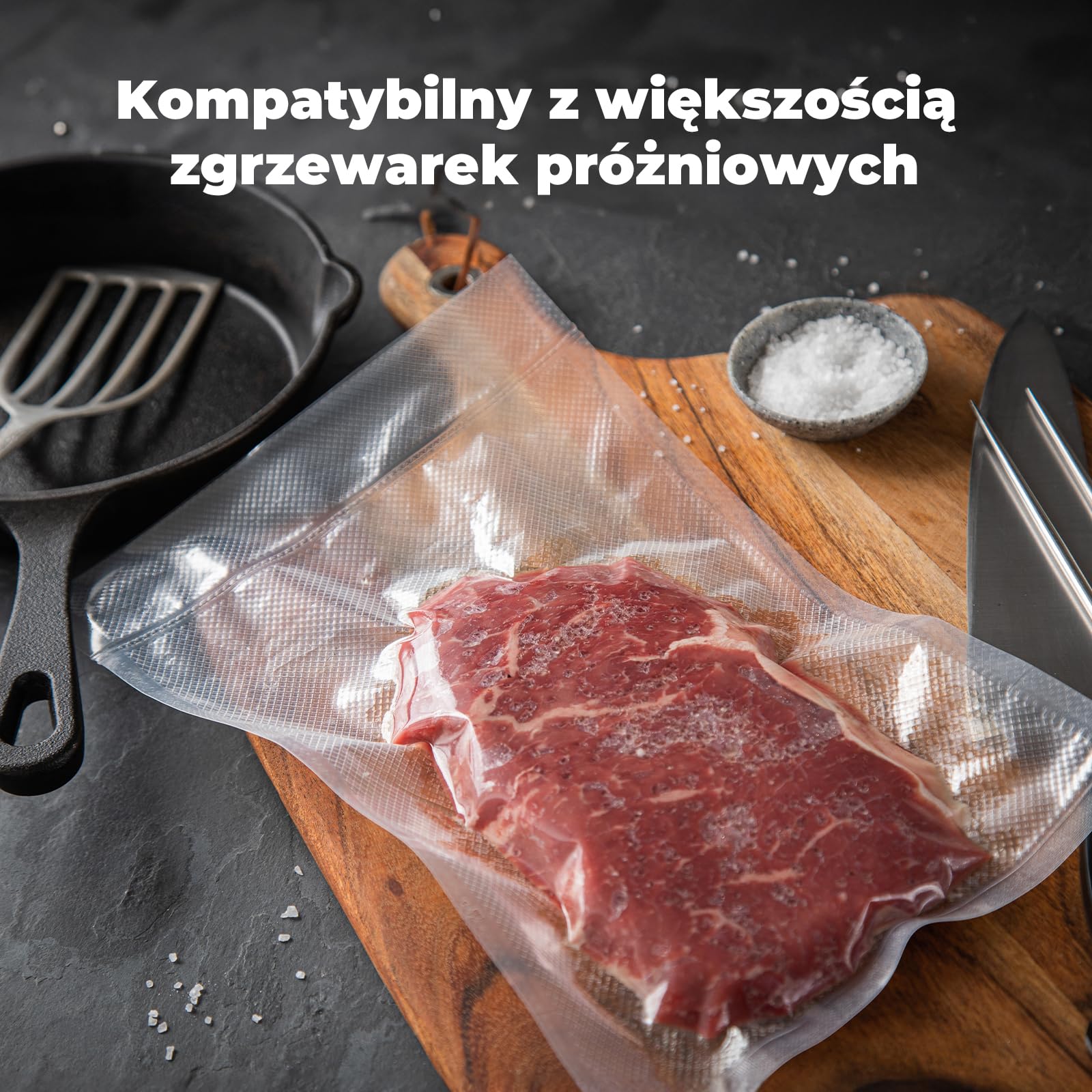 Worki Próżniowe do żywności 100 worków 28 x 40 cm, Profesjonalne Worki Foliowe do Zgrzewacza Próżniowego bez BPA, do Zamrażani/Sous Vide/świeżość, Mocne i Odporne na Rozerwanie