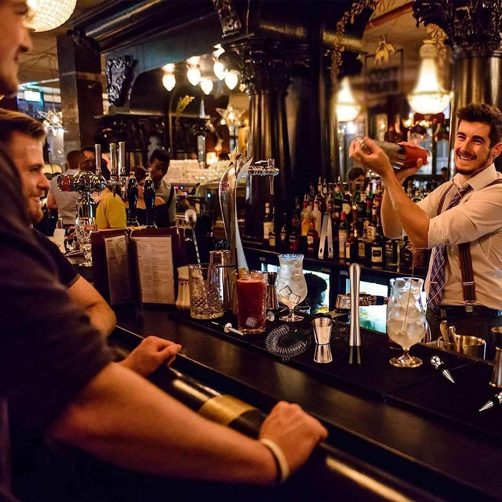 14-teiliges Cocktail-Shaker-Set aus Edelstahl mit Aufbewahrungsregal, Barmixer-Getränkeset for den privaten und professionellen Gebrauch