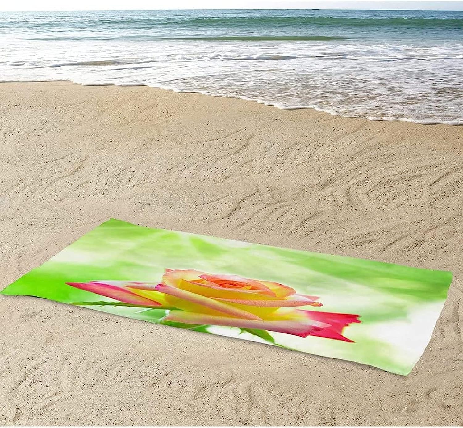 Serviette De Plage 3D Fleur Rose Colorée, Serviette De Bain XXL 200 X 200 Cm Microfibre À Séchage Rapide, Serviettes De Plage Enfant Femme Homme Drap De Plage pour Natation Picnic -7C3X