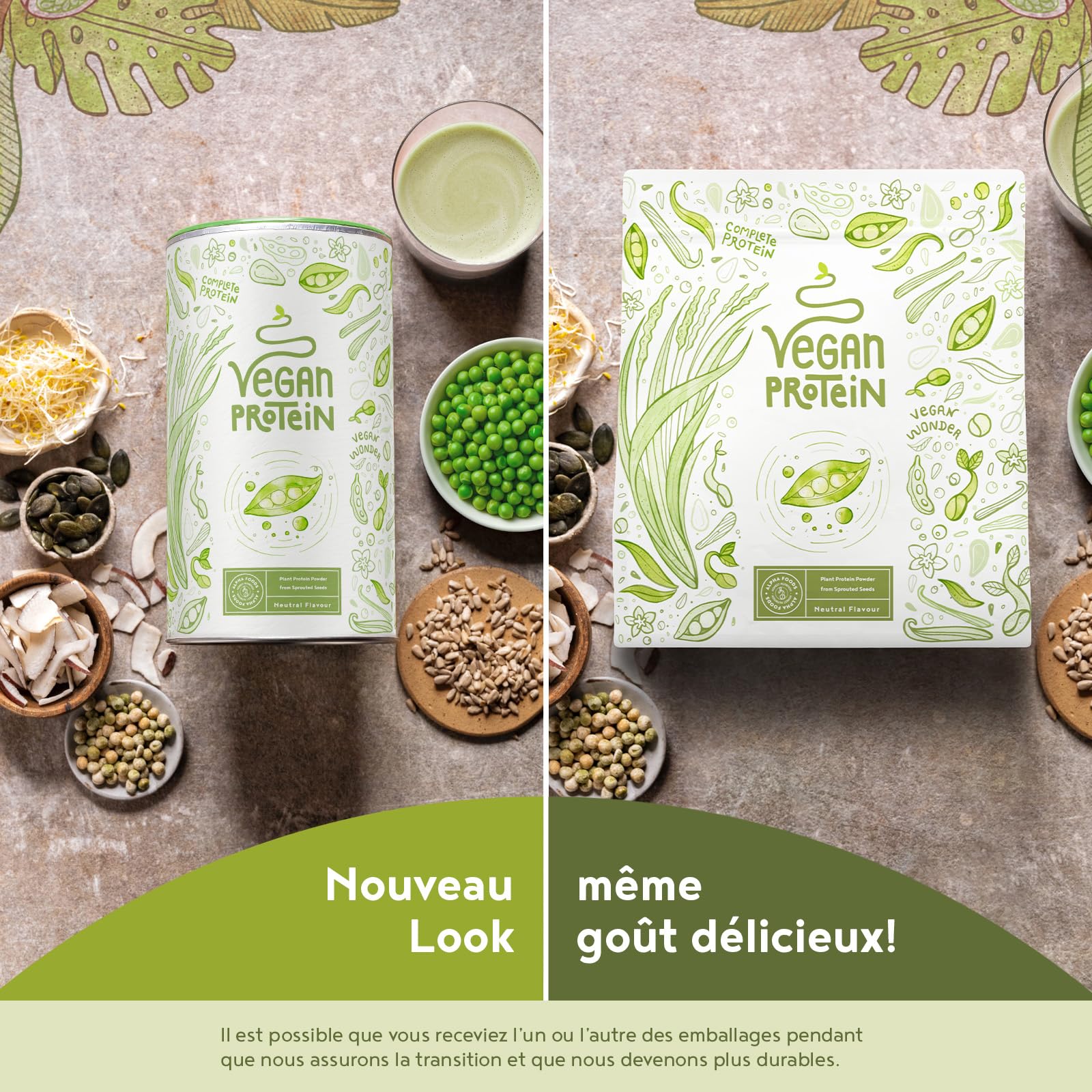 Vegan Proteine en Poudre [600g] | Non Aromatisé | 23g Protein | Soja, Riz, Pois, Graines de Tournesol | Pre/Post Workout Proteines Musculation | Protéine Powder | Shake de Protéines | Alpha Foods