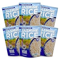 Vista 1 de Lotus Foods Bolsa de arroz orgánico White Jasmine Heat & Eat, 8 onzas, paquete de 6