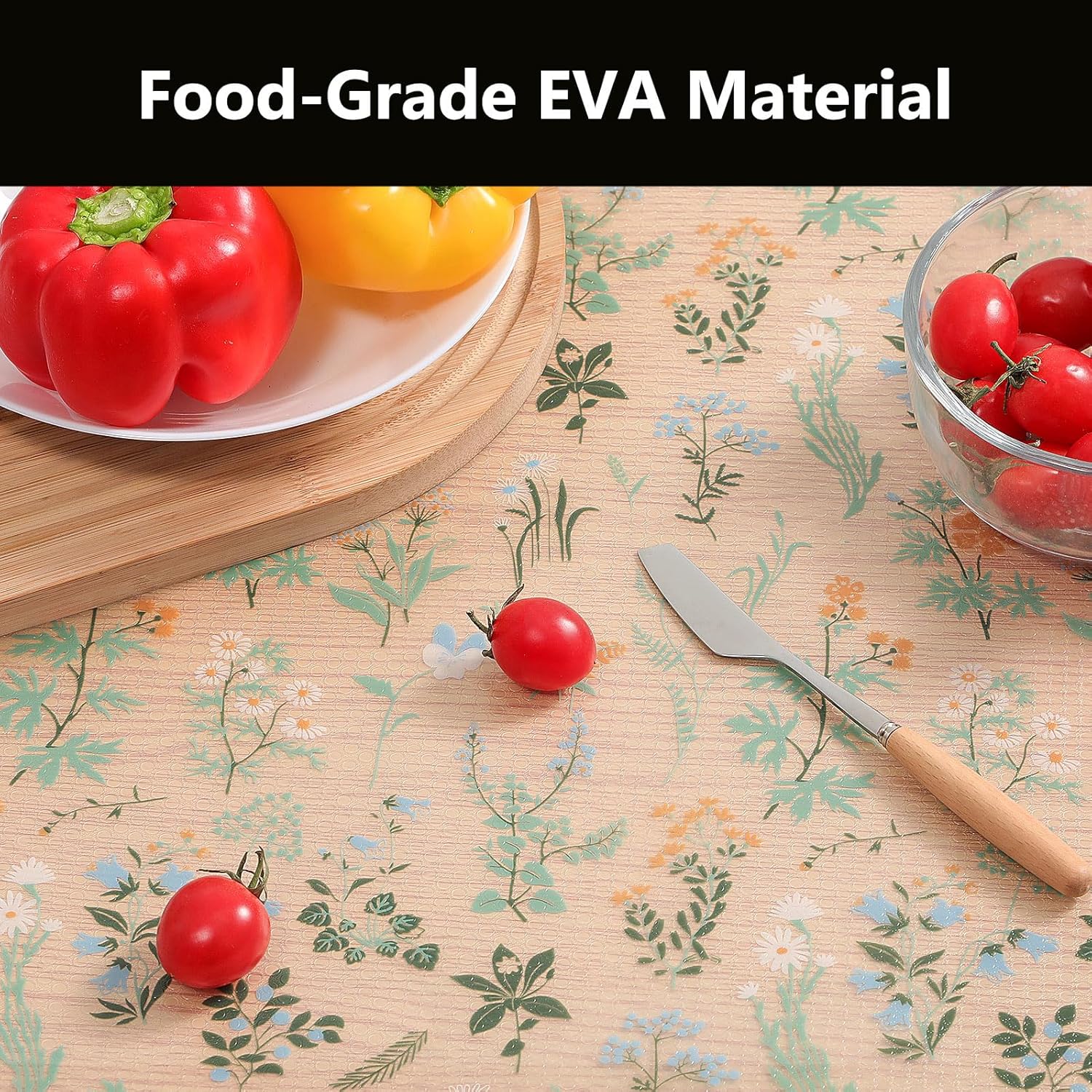 INNOLITES Shelf Liners for Kitchen Cabinets – Drawer Liner Waterproof & Oil-Proof, Non-Adhesive EVA with Floral Pattern – Durable Washable, Easy to Cut (Sage Green, 11.8" x 360")