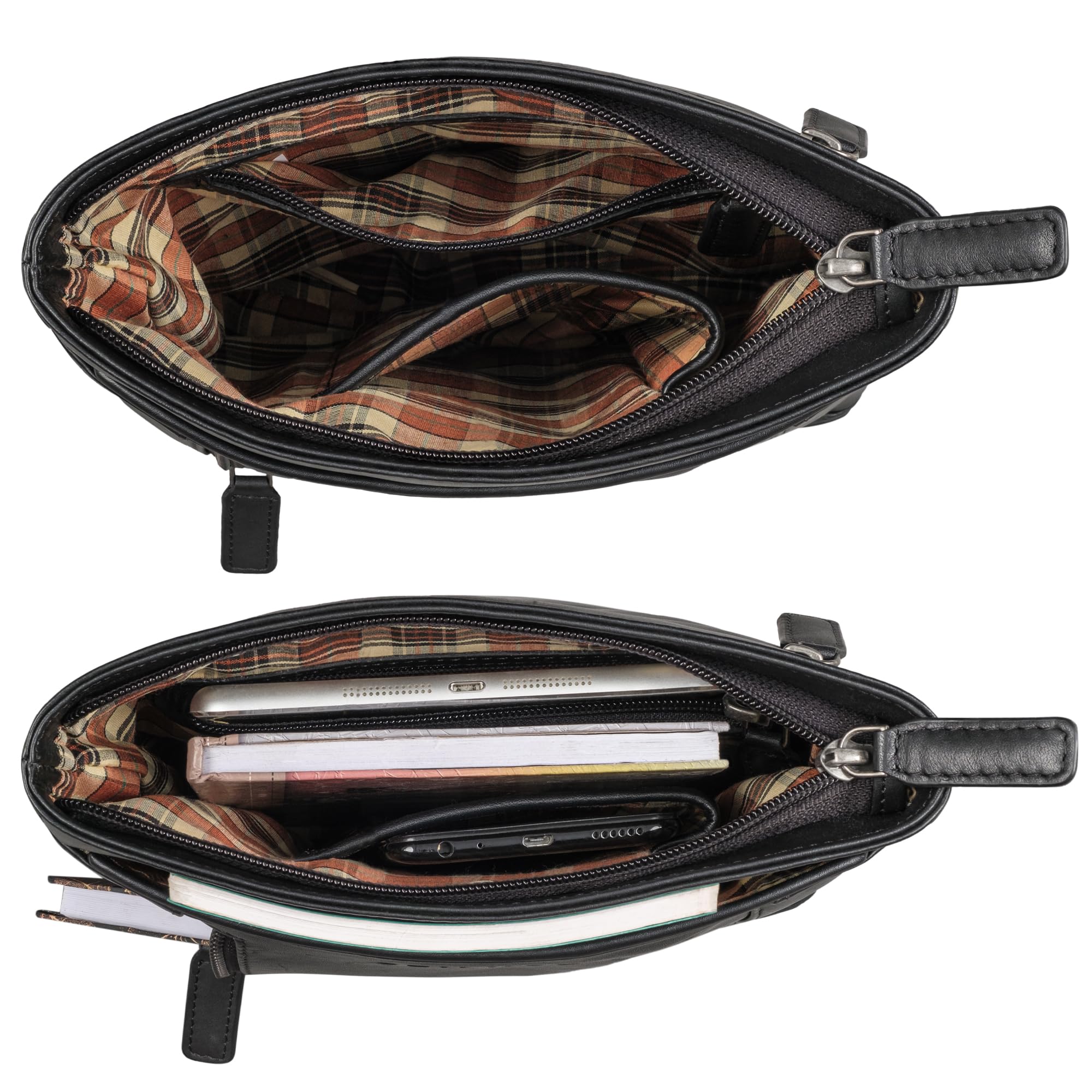 STILORD "Helene Bolso Bandolera Mujer Cuero Genuino Bolso de hombro Mujer Bolso Cuero Bolsos de Mano Piel bolso mujer saco moda regalos mujer Color:negro