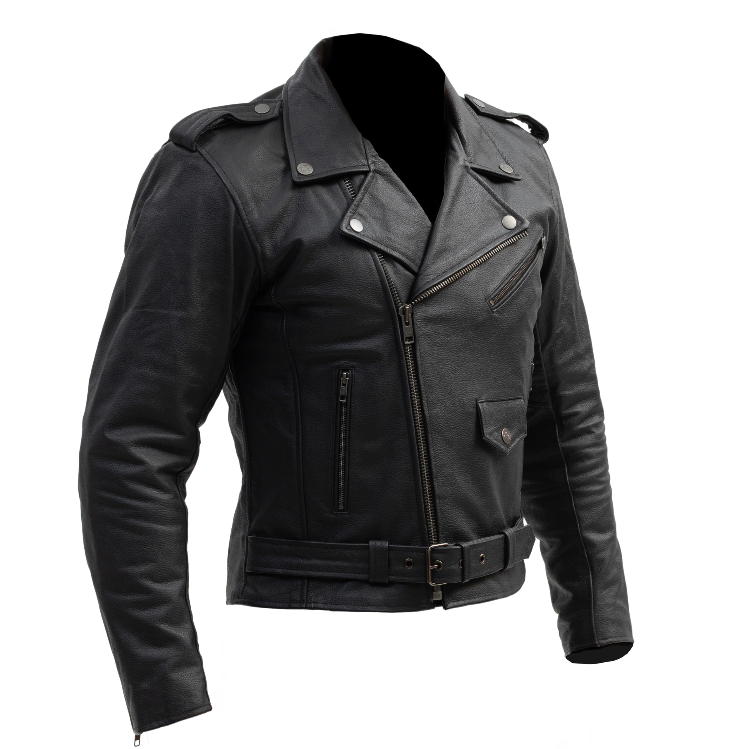 BROGER Rocker Chaqueta de moto Hombre | Piel | Protectores de codo y hombro de Nivel 1 | Bolsillo para protector de espalda | Nivel de protección AA | Tallas hasta 10XL