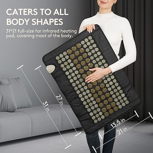 Miniatura 4 de UTK Almohadilla térmica de infrarrojos lejanos para espalda, alivio del dolor 5X para cintura, abdomen, muslo, cadera, calor a 159 ℉, apto para