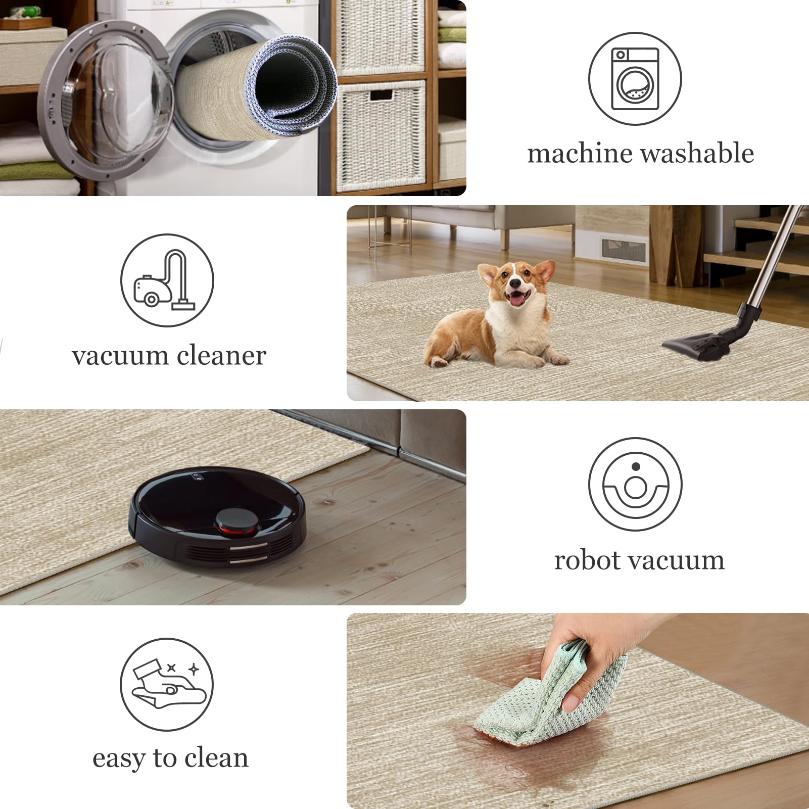 Tappeto Cucina Antiscivolo Lavabile Tappeto Tappeto Ingresso Corridoio Passatoia Corridoio Tappeti Tappeti Stretti per Cucina Soggiorno Camera da Letto 60 x 380 cm Beige