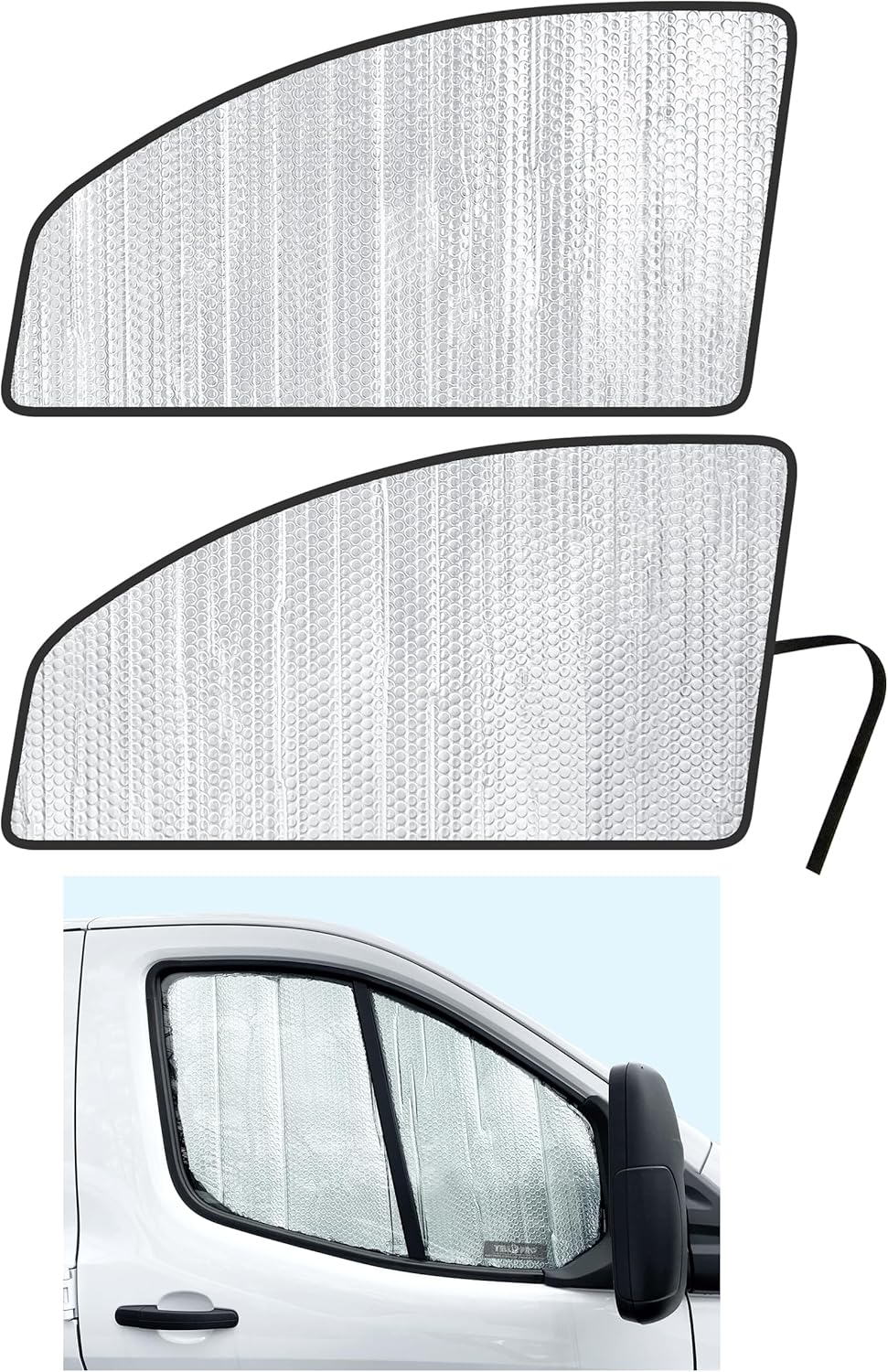 YelloPro Side Window Front Seat Sunshade (Set of 2) Custom Fit for 2015 2016 2017 2018 2019 2020 2021 2022 2023 2024 2025 2026 Ford Transit Van, Low Roof (NOT for HIGH/MED ROOF), NOT for E-Transit