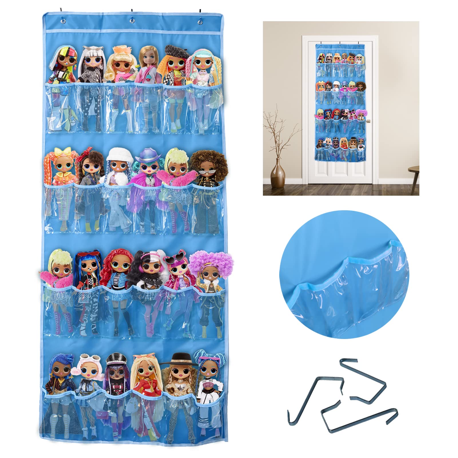 DUOLAM Hanging Over Door Toy Storage Organizer (24 Pockets), Compatible with LOL OMG Dolls Surprise Doll (Toys Not Included) - Image 2