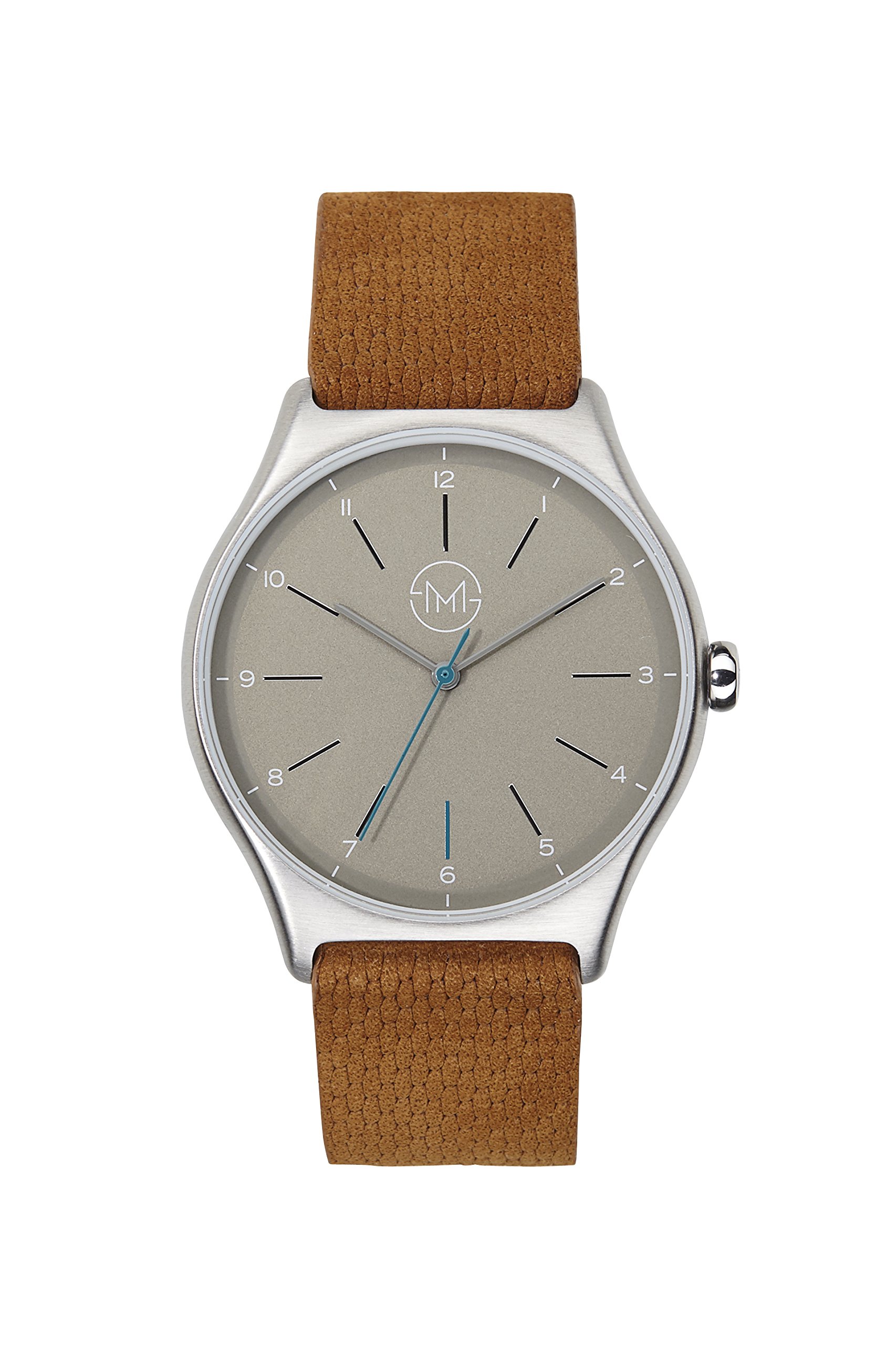 one 04 - Extra Slim Unisex Wrist Watch in Silver/Brown