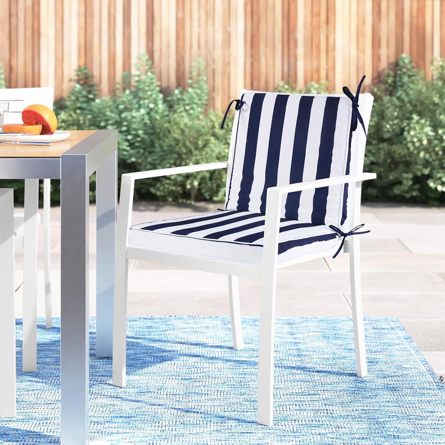 Outdoor Patio Chair Cushions Set of 4, Water Resistant Square Seat Cushions with Ties, 20"x17" All Weather Seating Cushions for Outdoor Furniture